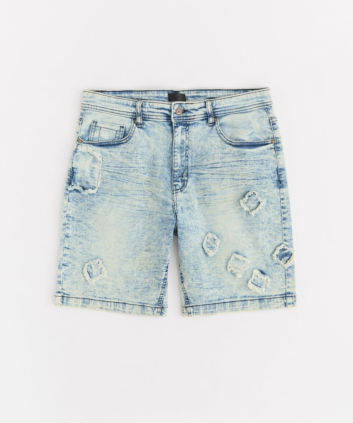 Reason Clothing Signature Destroyed Denim Shorts - Dark Blue