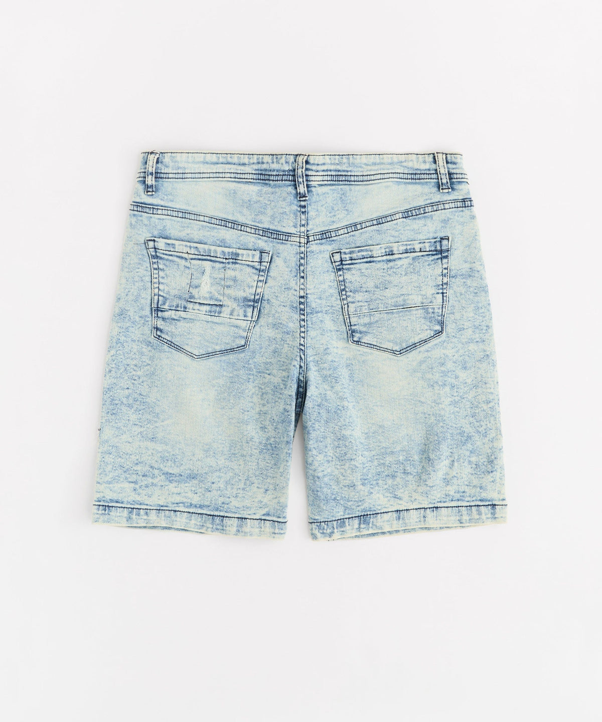 Reason Clothing Signature Destroyed Denim Shorts - Dark Blue