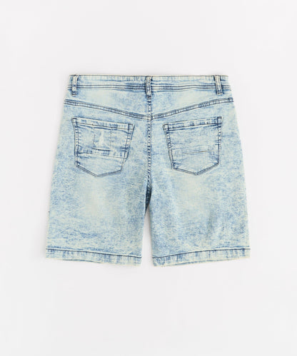 Reason Clothing Signature Destroyed Denim Shorts - Dark Blue