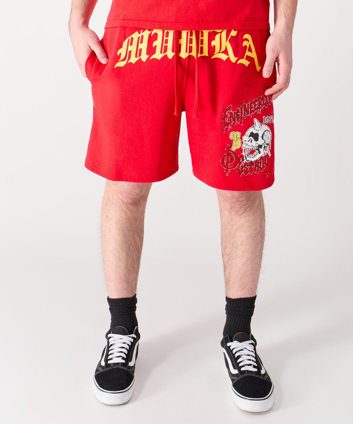 Reason Clothing Smart Buy Mishka Old English Fleece Shorts - Red
