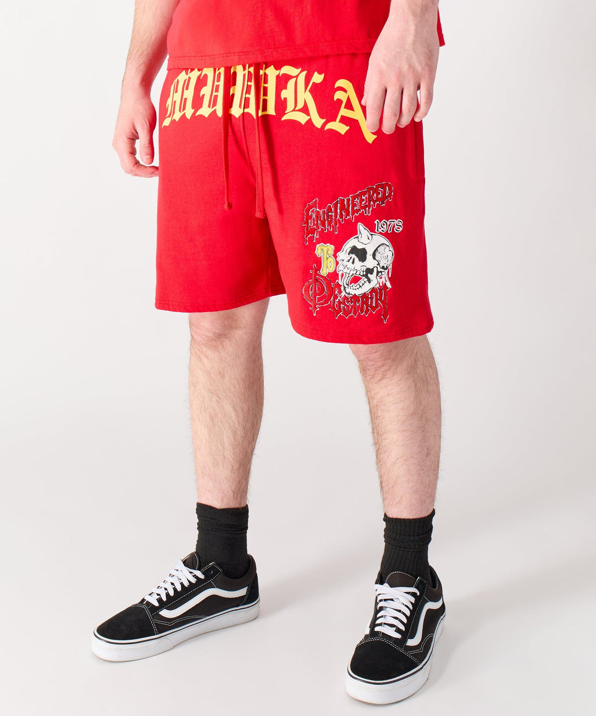 Reason Clothing Smart Buy Mishka Old English Fleece Shorts - Red