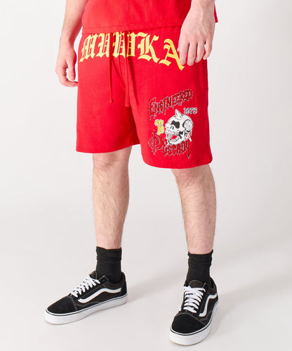 Reason Clothing Smart Buy Mishka Old English Fleece Shorts - Red