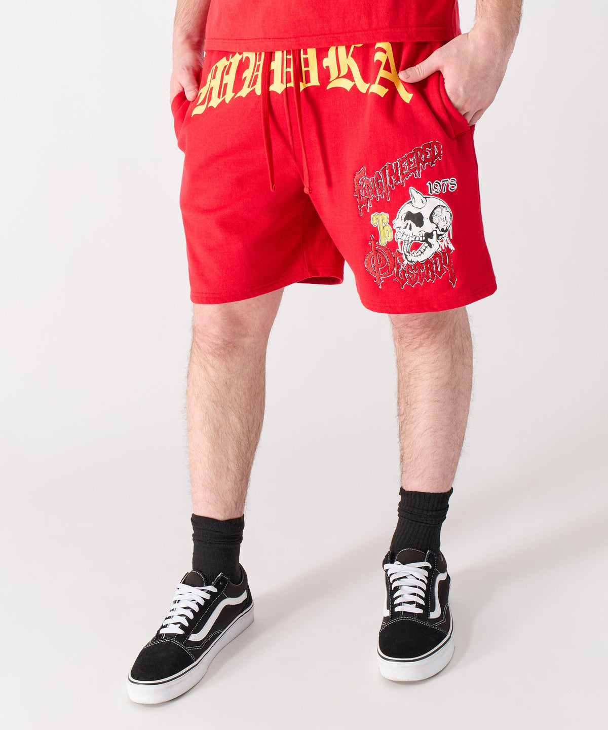 Reason Clothing Smart Buy Mishka Old English Fleece Shorts - Red