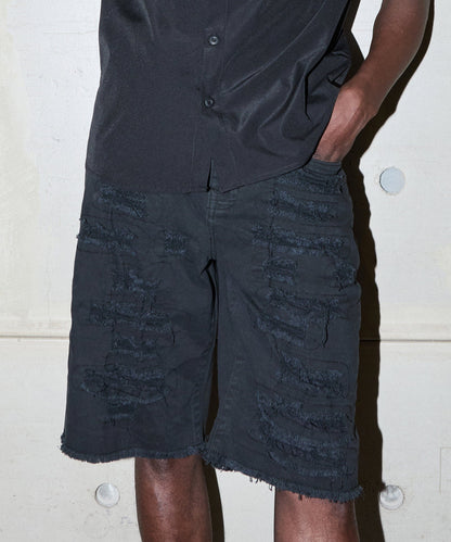 Reason Clothing Featured Destroyed Denim Shorts