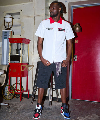 Reason Clothing Featured Destroyed Denim Shorts