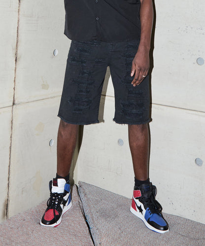 Reason Clothing Featured Destroyed Denim Shorts