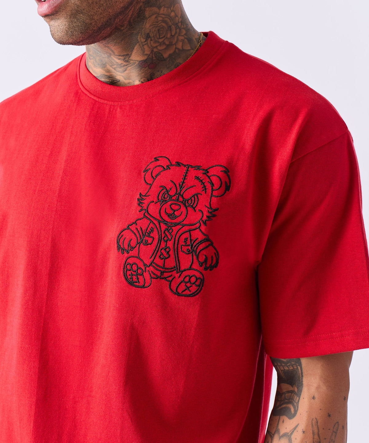 Reason Clothing Top Pick Teddy Embroidered Tee - Red