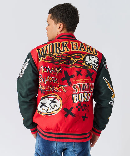 Reason Clothing Sale Work Hard Varsity Jacket