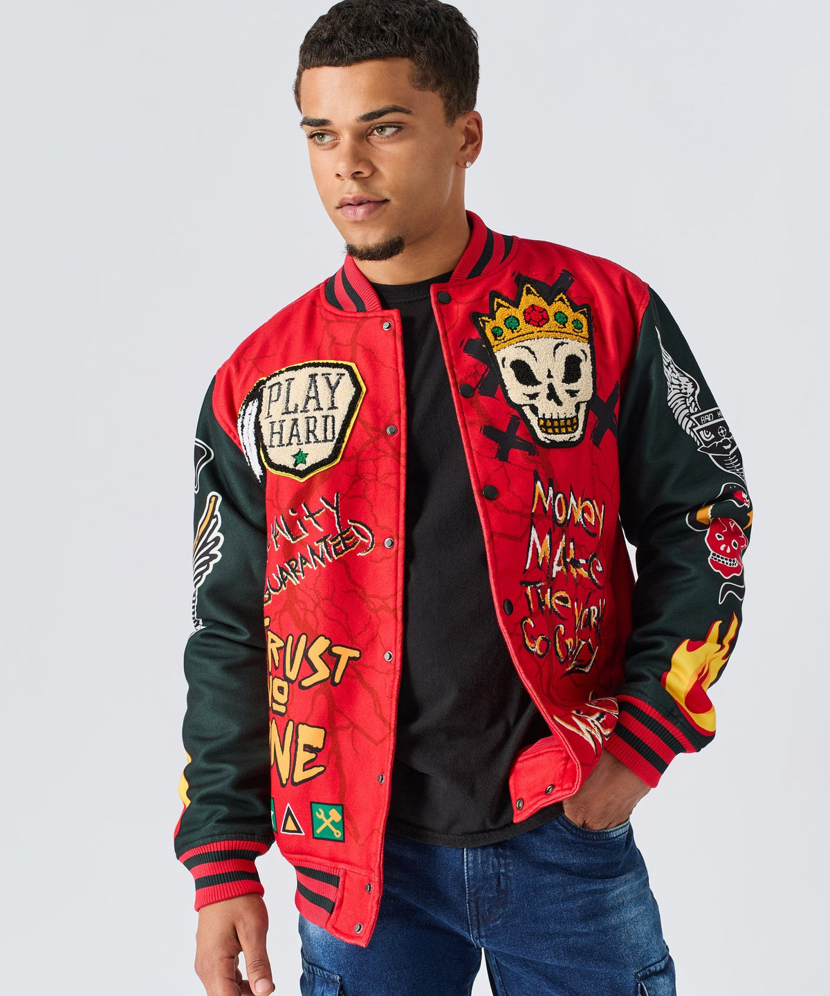 Reason Clothing Sale Work Hard Varsity Jacket
