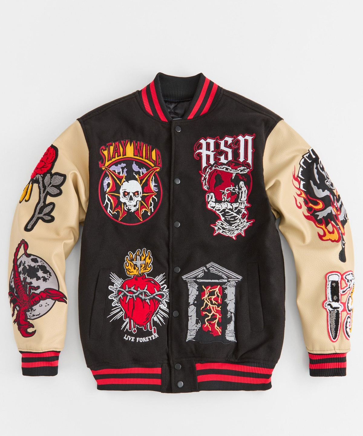 Reason Clothing New Mercy Varsity Jacket Pu