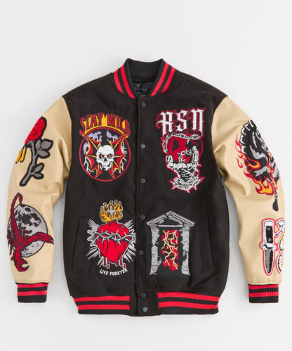 Reason Clothing New Mercy Varsity Jacket Pu