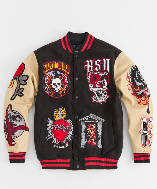 Reason Clothing New Mercy Varsity Jacket Pu