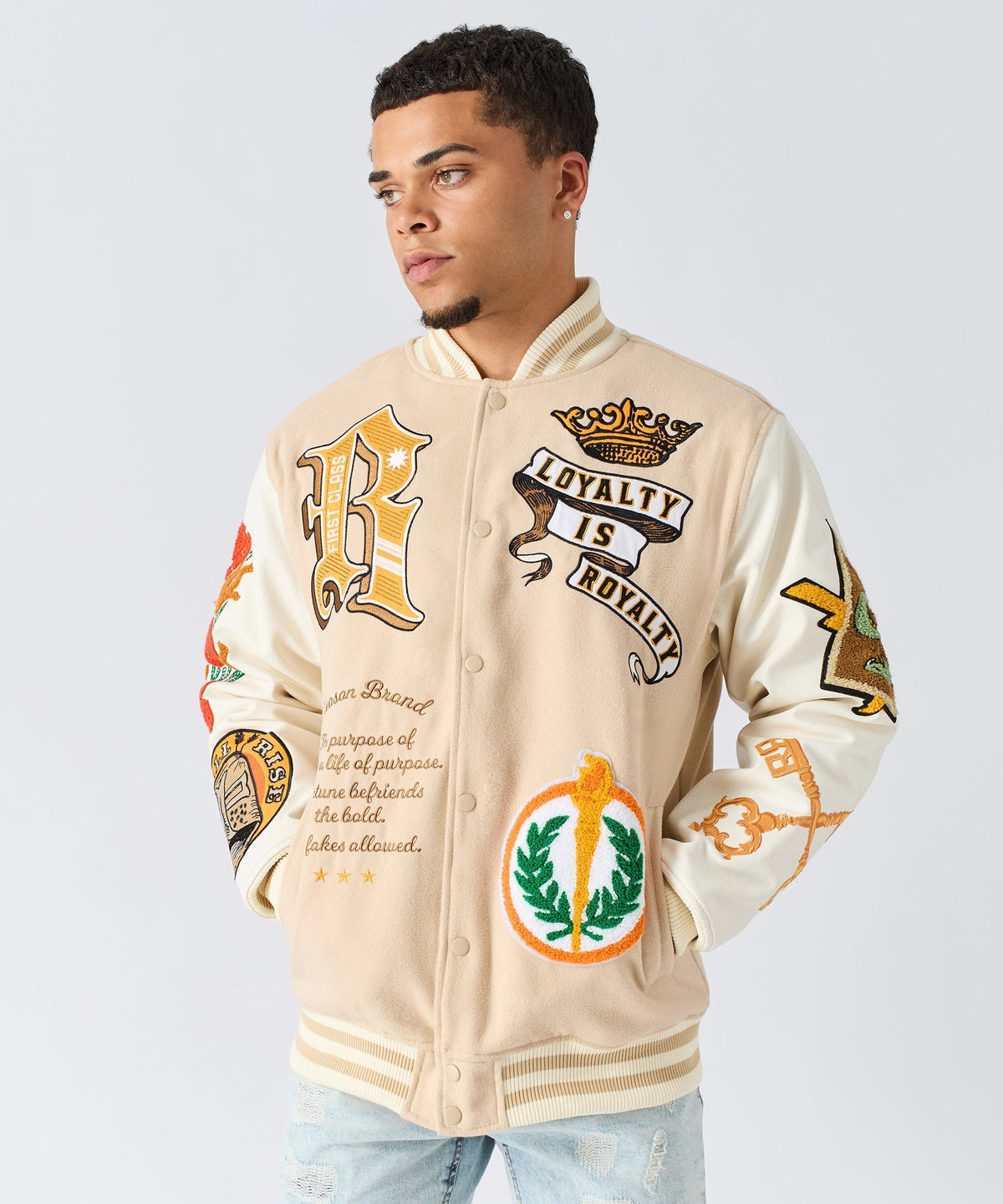 Reason Clothing Discount Loyalty Varsity Jacket Pu