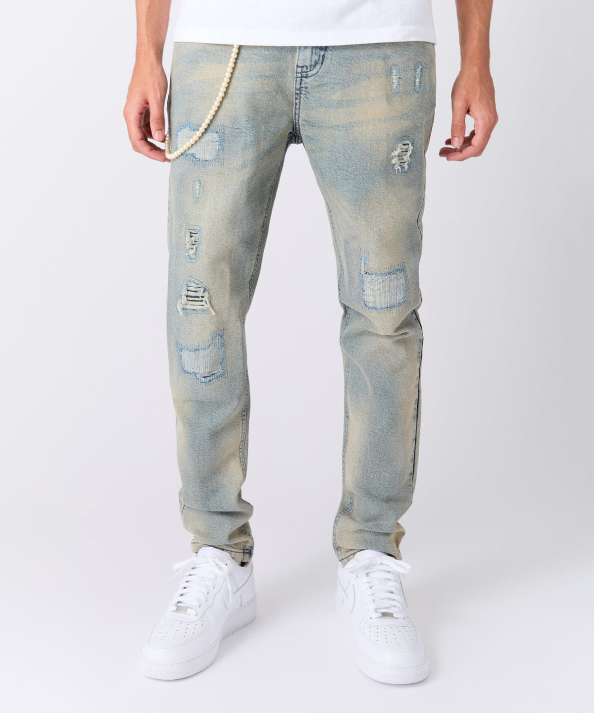 Reason Clothing Quality Pearls Chain Denim