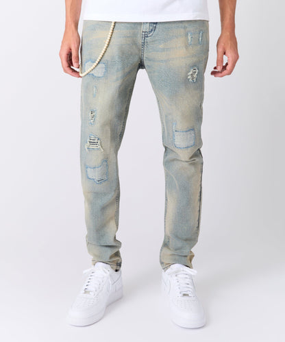 Reason Clothing Quality Pearls Chain Denim