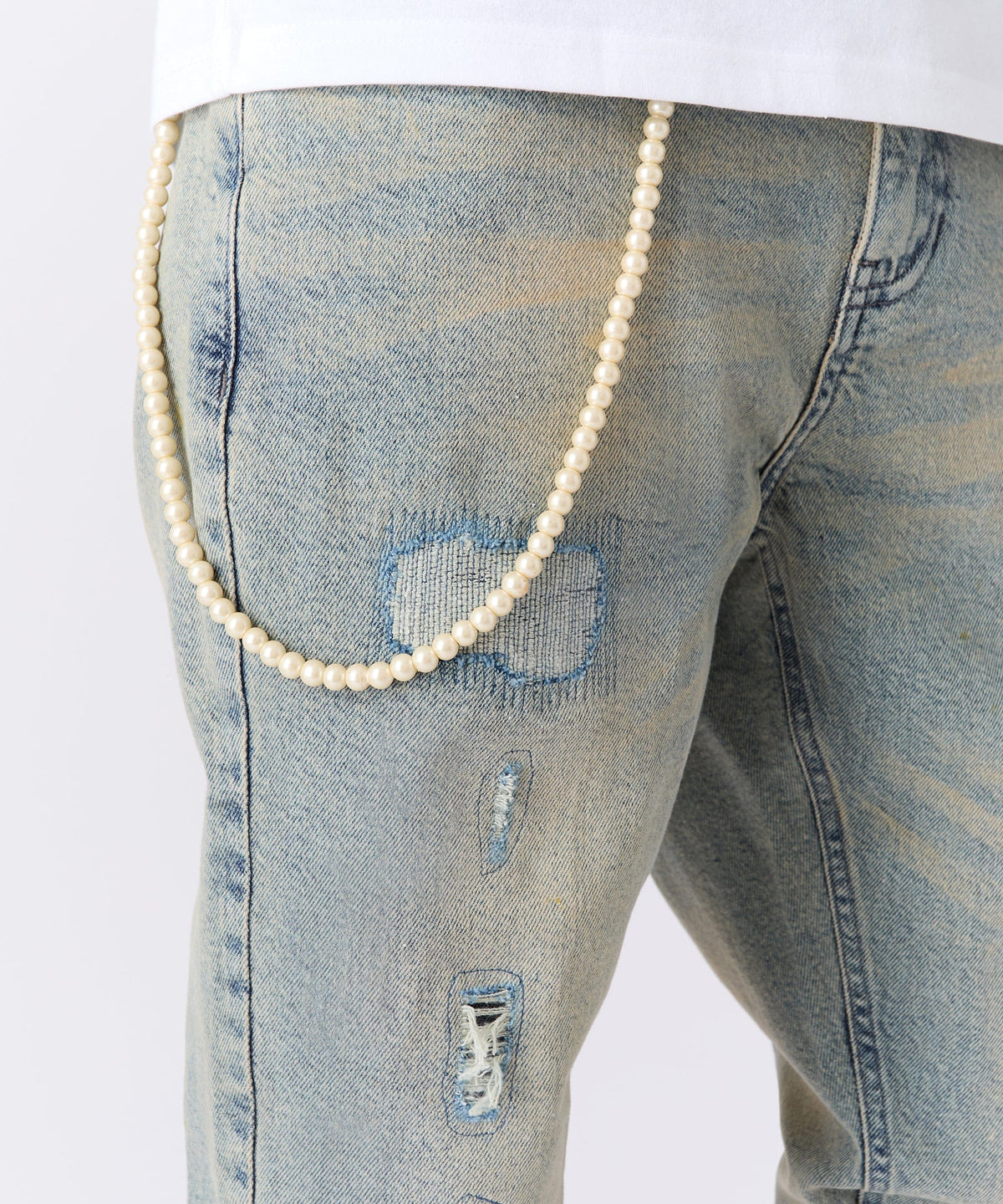 Reason Clothing Quality Pearls Chain Denim