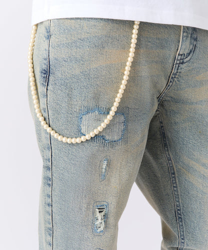Reason Clothing Quality Pearls Chain Denim