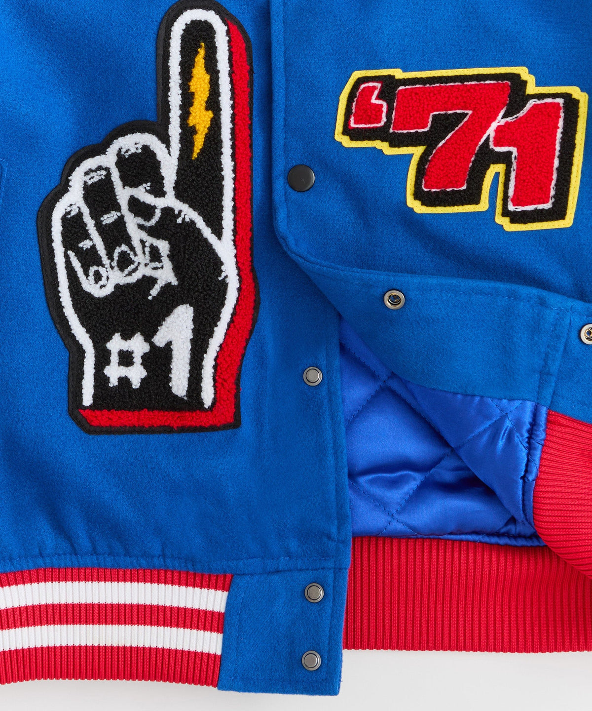 Reason Clothing Exclusive Dodge Demon Rebel Embroidered Varsity Jacket Pu - Blue