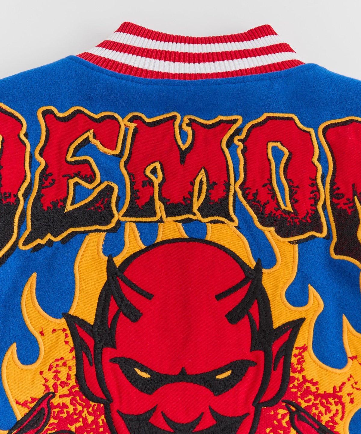 Reason Clothing Exclusive Dodge Demon Rebel Embroidered Varsity Jacket Pu - Blue