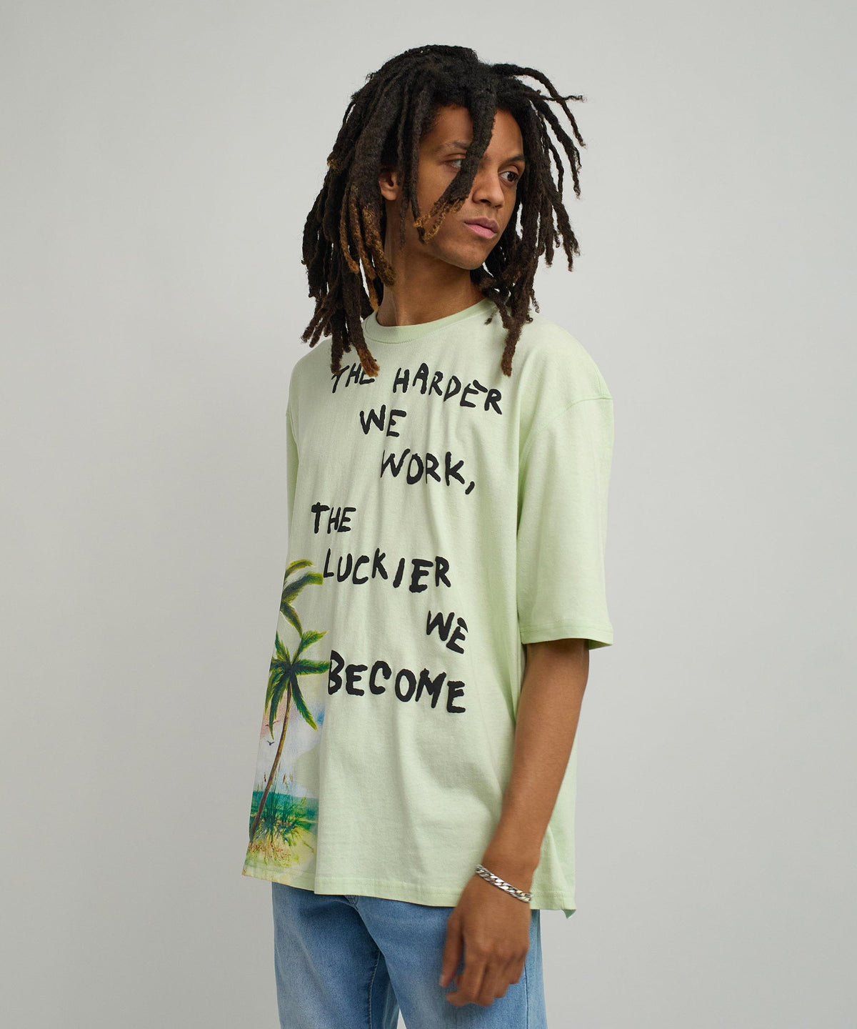 Reason Clothing Recommended Luckier We Become Box Tee - Olive Green