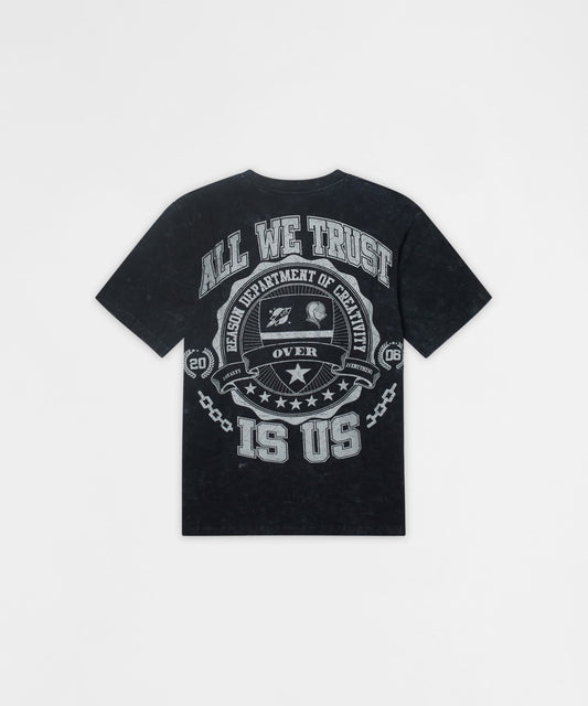 Reason Clothing Best Seller Born Real Embroidered Short Sleeve Tee - Washed Black