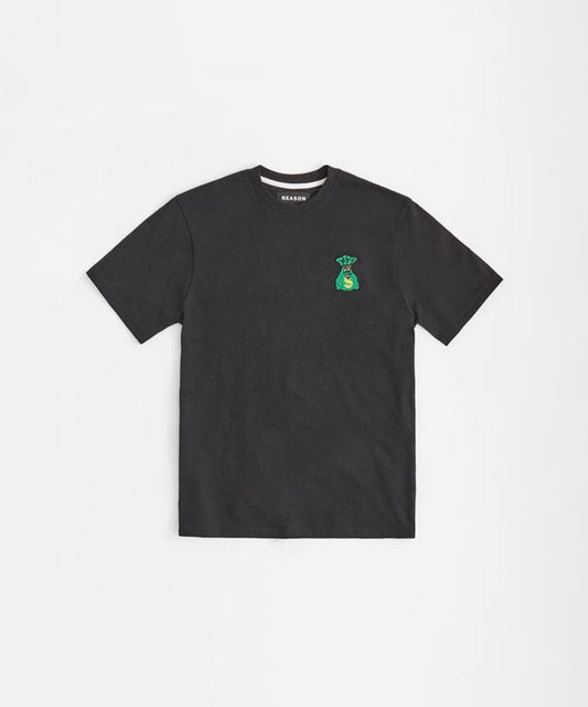 Reason Clothing Top Pick Money Bags Embroidered Short Sleeve Tee - Black
