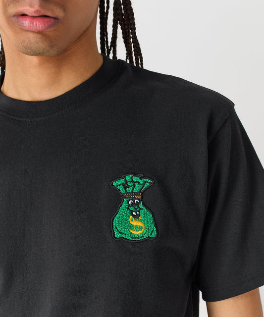 Reason Clothing Top Pick Money Bags Embroidered Short Sleeve Tee - Black
